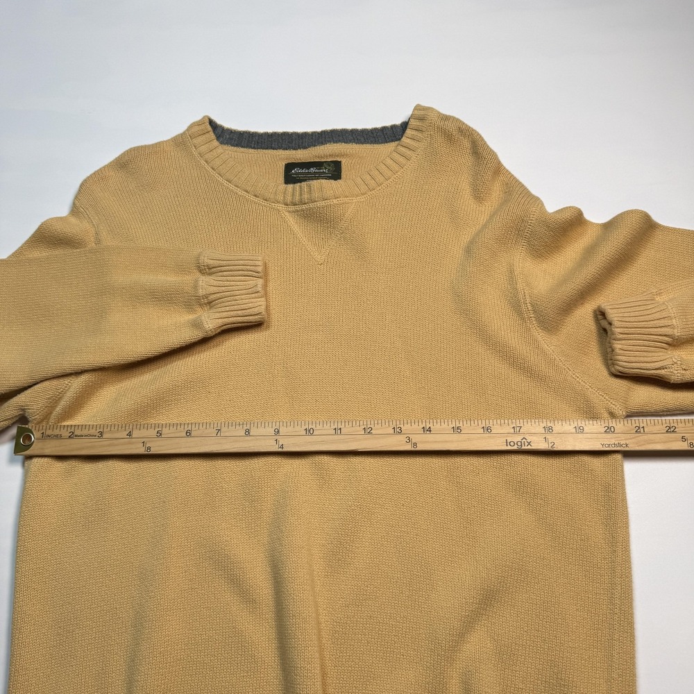 Eddie Bauer Sweater Mens Large Beige Cotton Crewneck Pullover Knit Casual Y2K - Picture 5 of 6